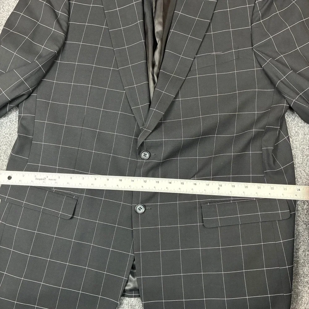 Kilburne & Fitch Mens 50L Black Windowpane Check 2 Piece Suit Blazer Trousers